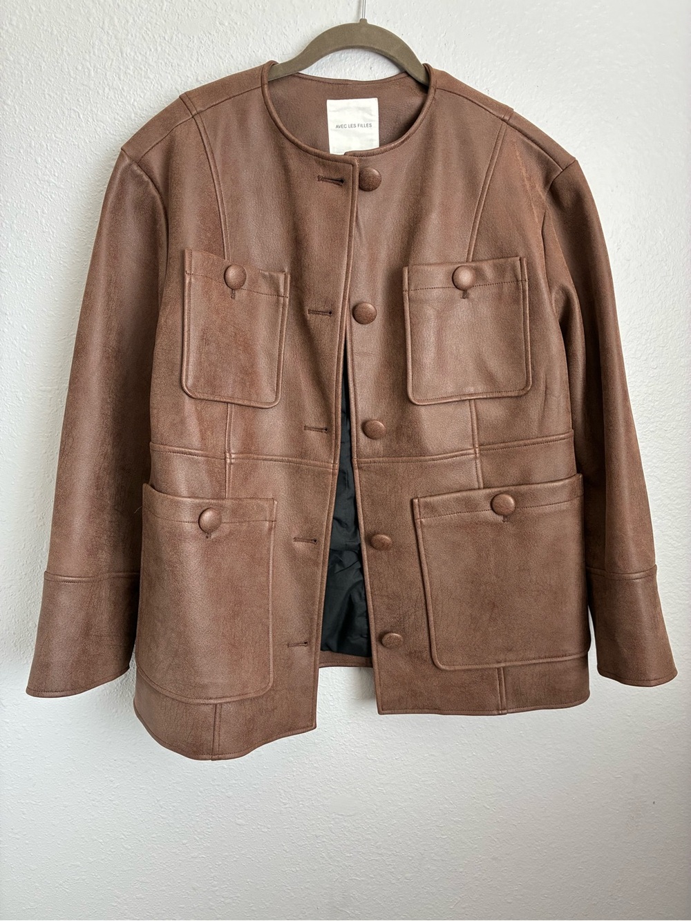 Avec Les Filles Anthropologie Oversized Faux-Suede Jacket Brown